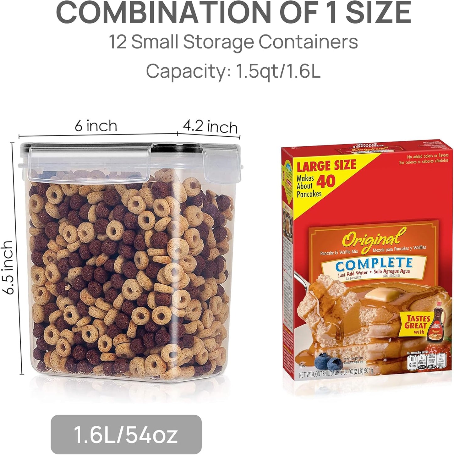 Airtight Food Storage Containers 12 Pieces 1.5Qt / 1.6L- Plastic BPA Free,Dishwasher Safe - Include 24 Labels, Black