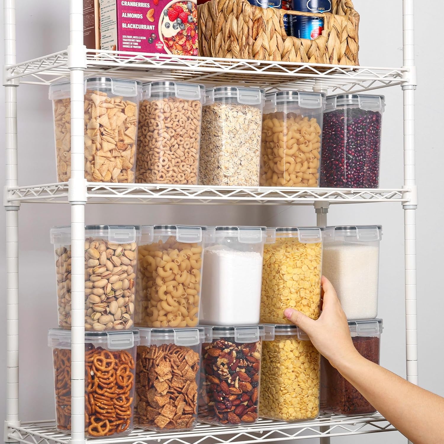 Airtight Food Storage Containers 12 Pieces 1.5Qt / 1.6L- Plastic BPA Free,Dishwasher Safe - Include 24 Labels, Black