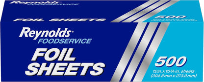 Foodservice Pre-Cut Aluminum Foil Sheets, Great for Concessions, Catering, Cafeterias, and Restaurants, Easily Moldable around Food, 12 X 10.75 Inches, 500 Ct.