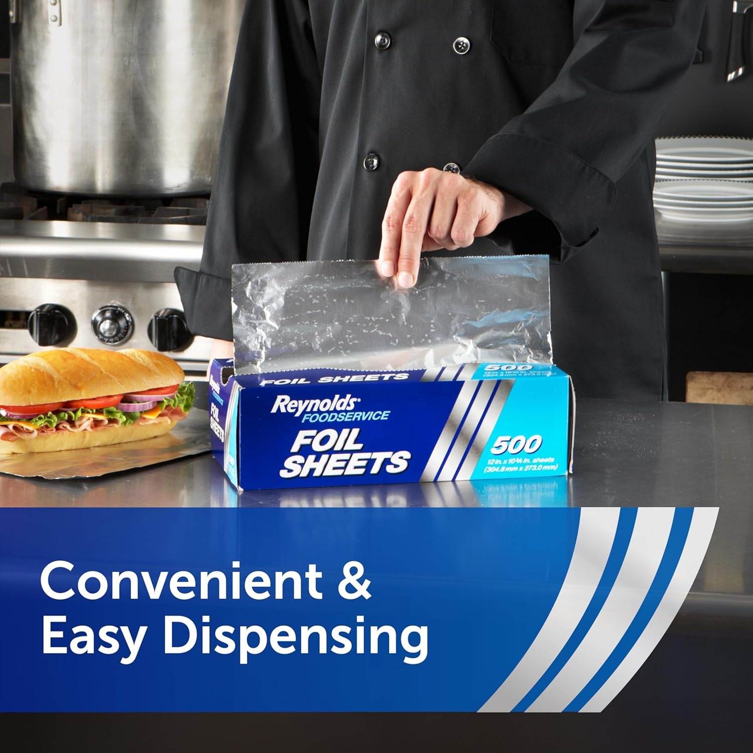 Foodservice Pre-Cut Aluminum Foil Sheets, Great for Concessions, Catering, Cafeterias, and Restaurants, Easily Moldable around Food, 12 X 10.75 Inches, 500 Ct.