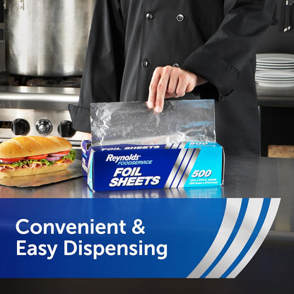 Foodservice Pre-Cut Aluminum Foil Sheets, Great for Concessions, Catering, Cafeterias, and Restaurants, Easily Moldable around Food, 12 X 10.75 Inches, 500 Ct.